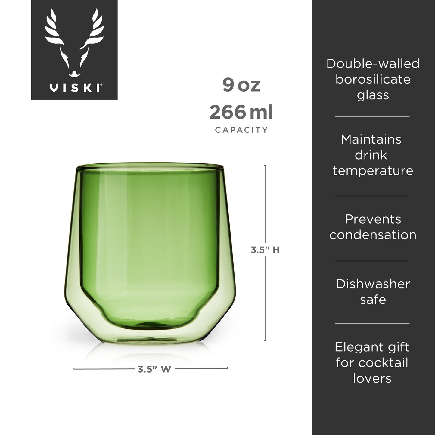 Aurora Double Walled Tumblers in Green, Set of 2