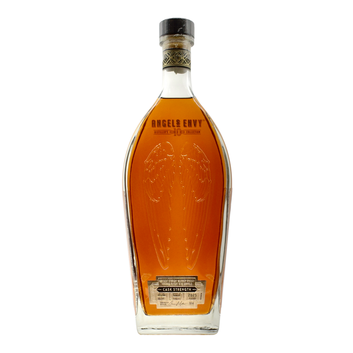Bottle of Angel City whiskey on a white background