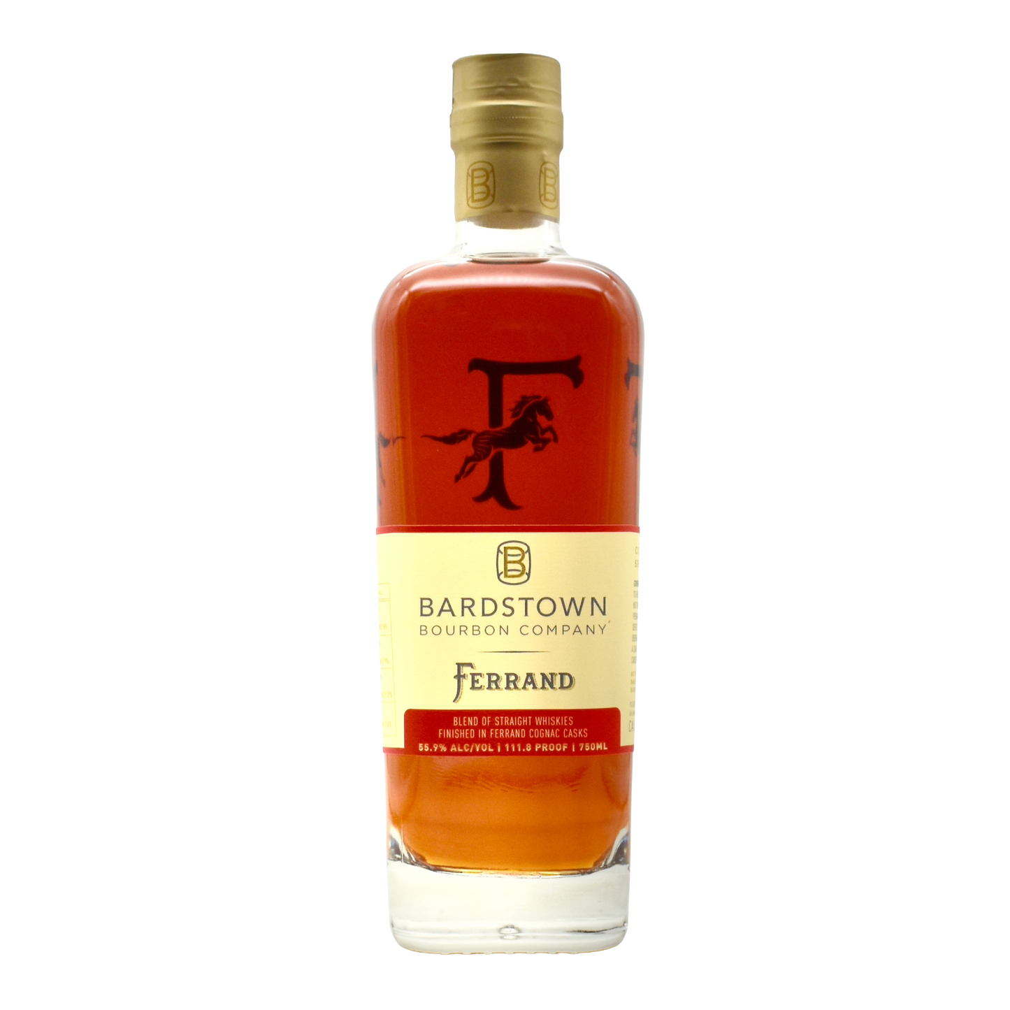 Bottle of Bardstown Bourbon Company Ferrand whiskey on a white background