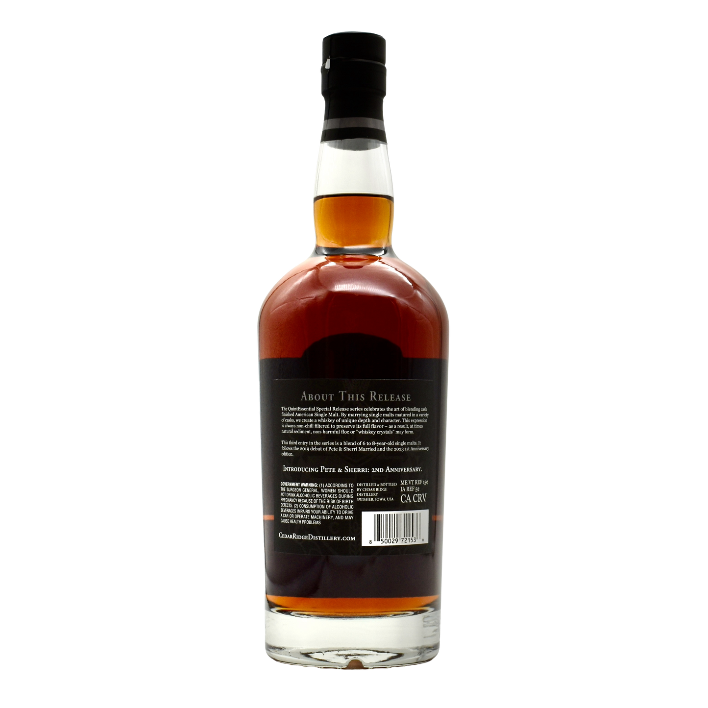 Cedar Ridge American Single Malt The QuintEssential Special Release - Pete and Sherri 2nd Anniversary