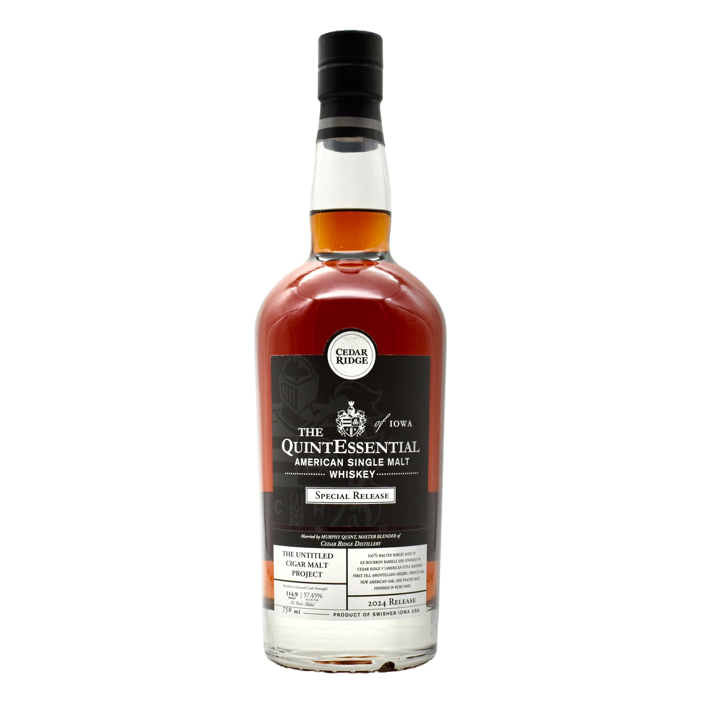 Cedar Ridge Quintessential Cigar Project American Single Malt 750ml