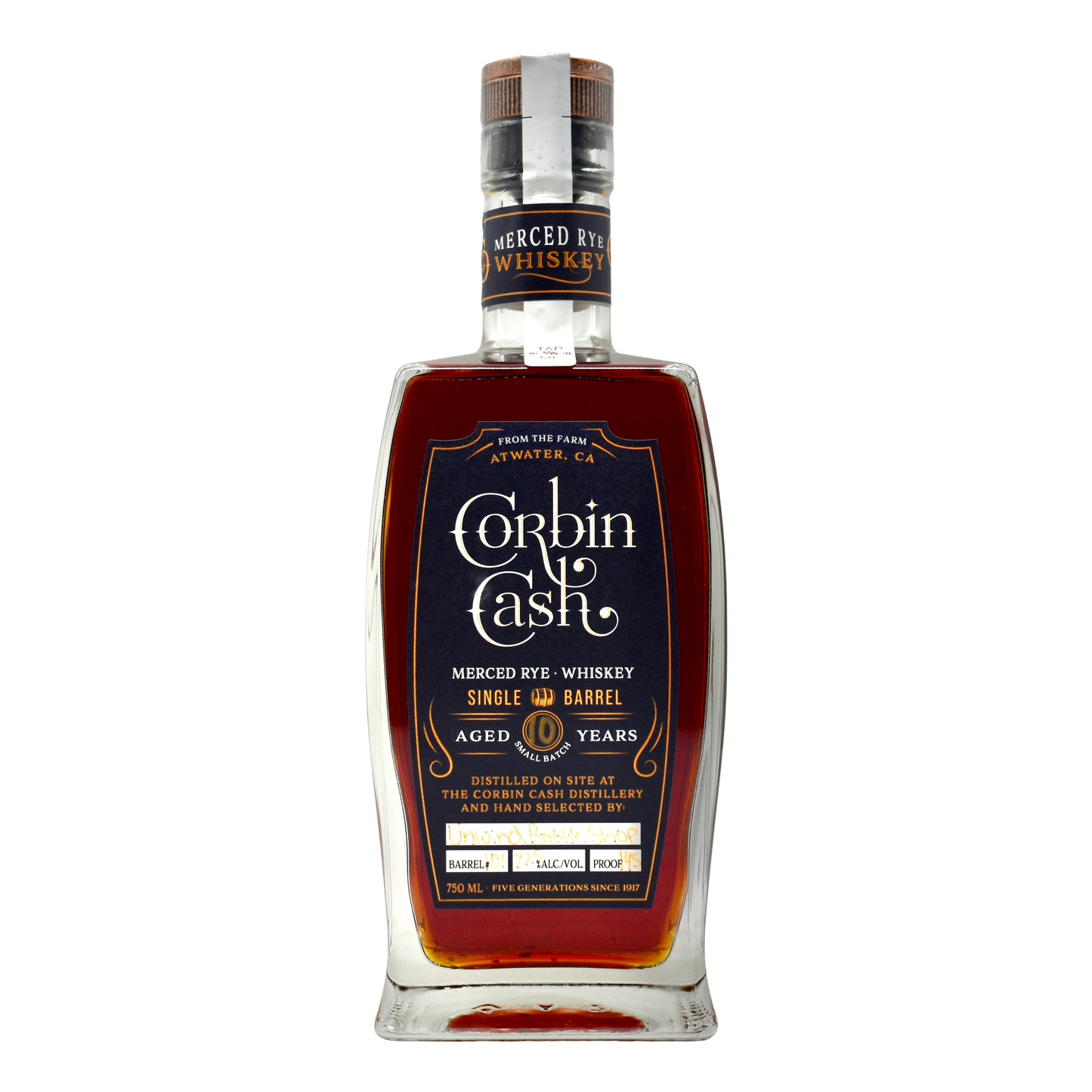Corbin Cash 10 Year Single Barrel Merced Rye Whiskey Hazmat 145 Proof 750ml - Selected by Unwind