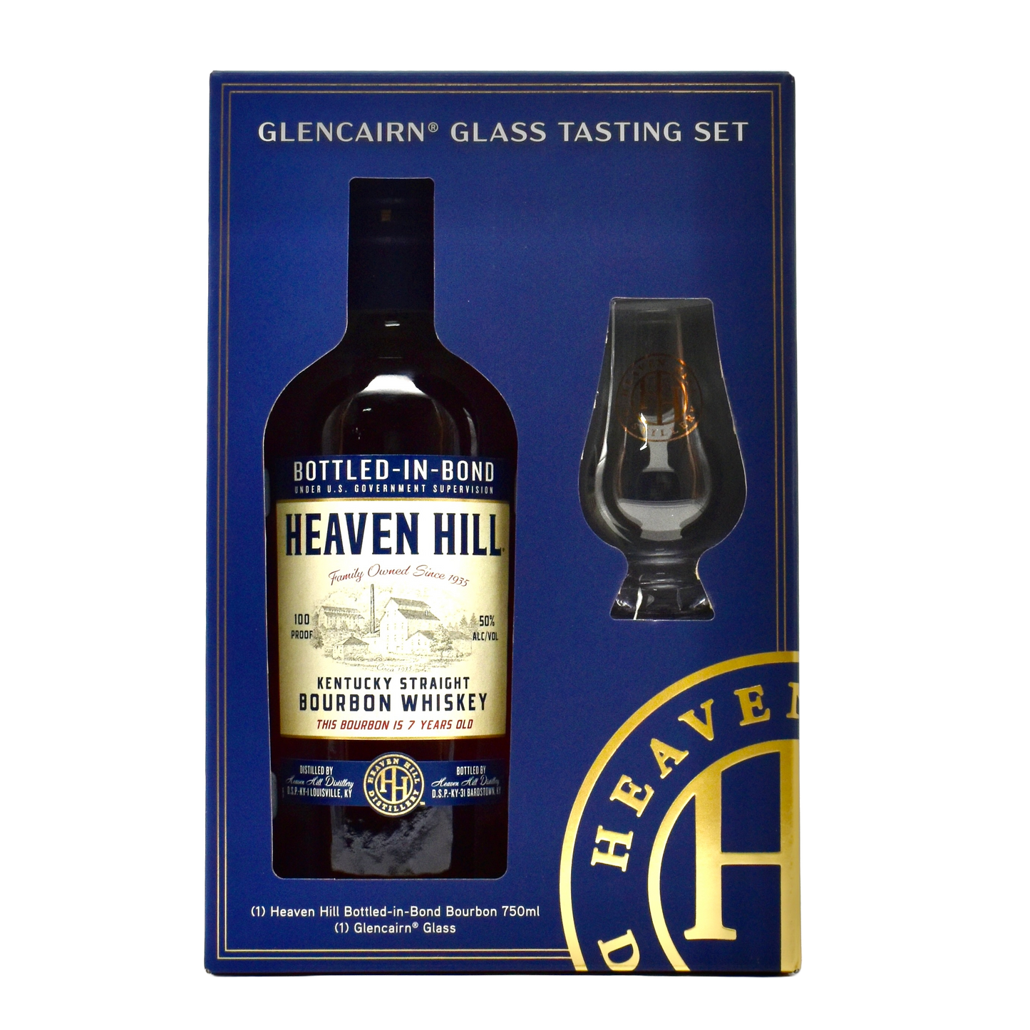 Heaven Hill 7yr Bourbon 750ml with Glencairn Glass
