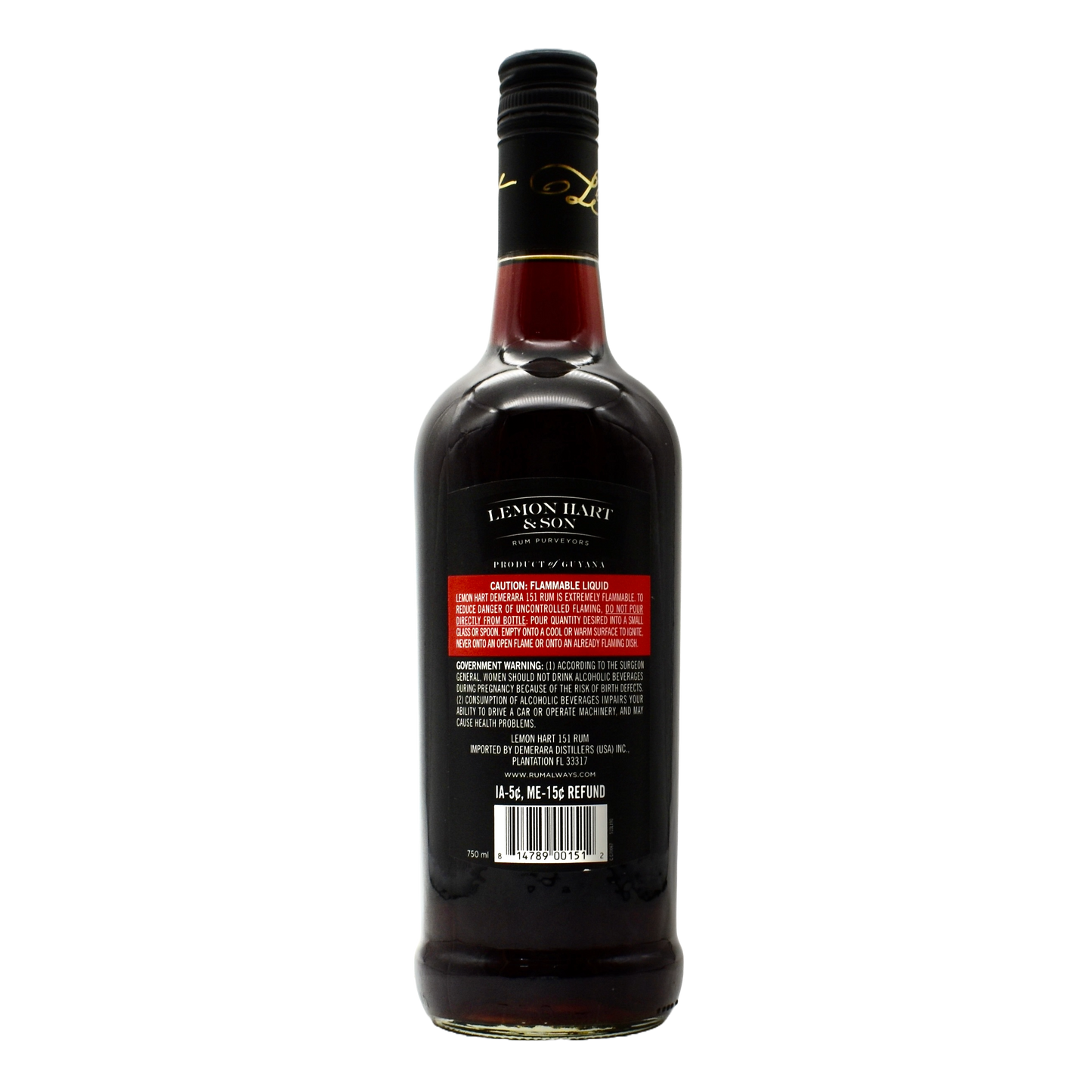 Lemon Hart Original Overproof 151 Rum 750ml