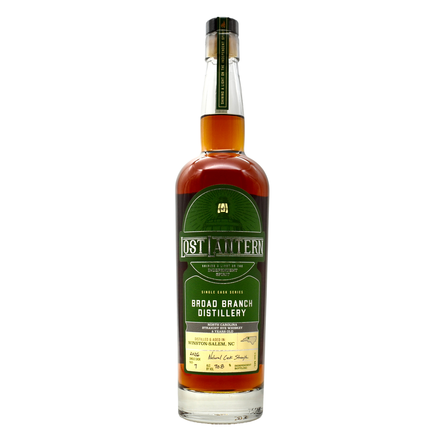 Lost Lantern Broad Branch Distillery North Carolina Straight Rye 8 Years Old Hazmat 141.6 Proof 750ml