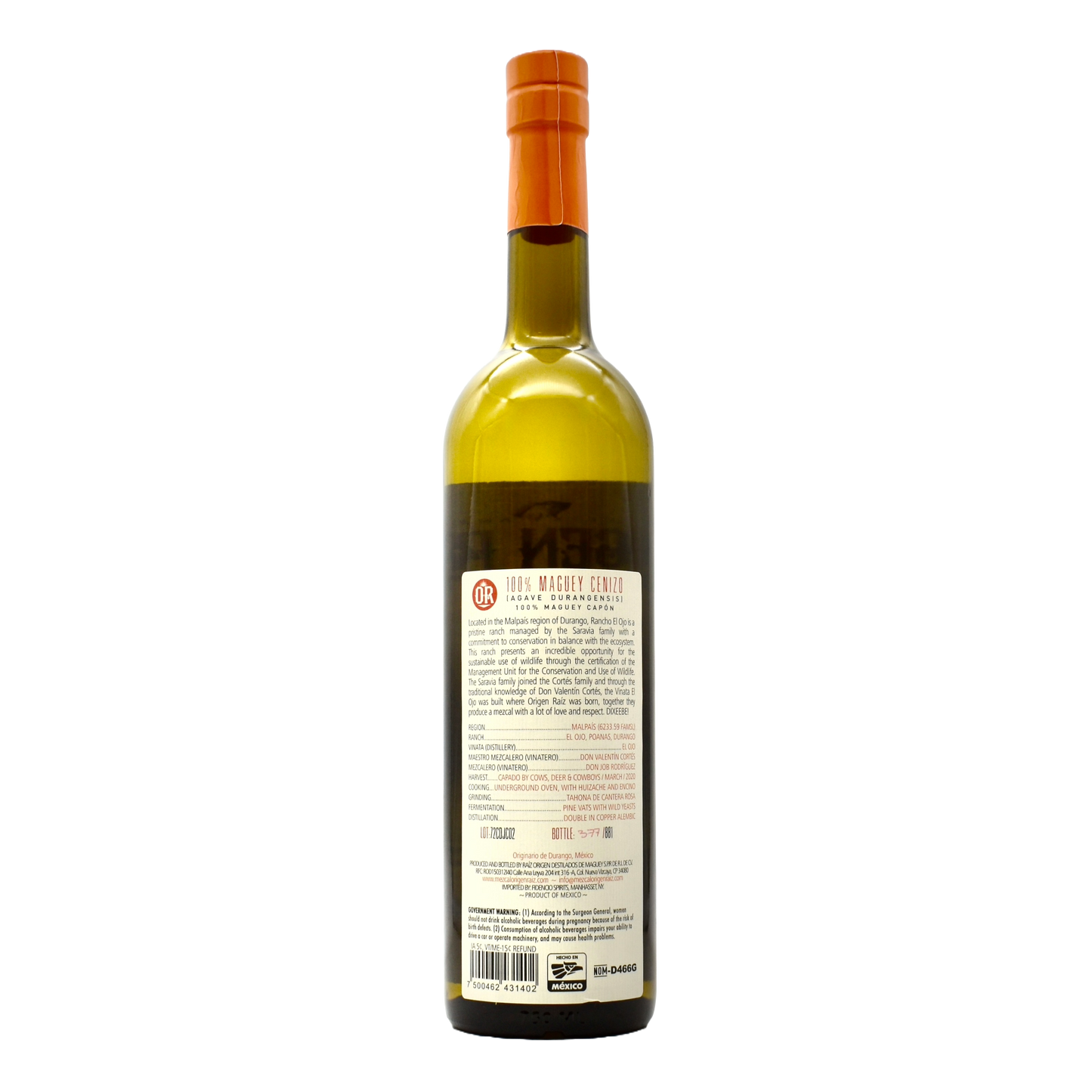 Origen Raiz Cenizo Durango 750ml