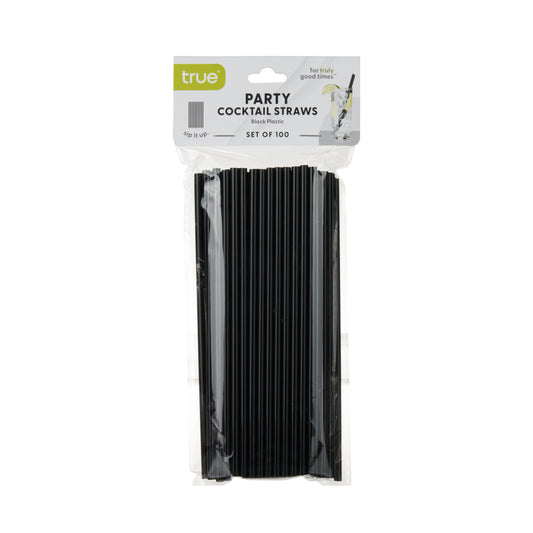 Party Cocktail Straws in Black, Set of 100