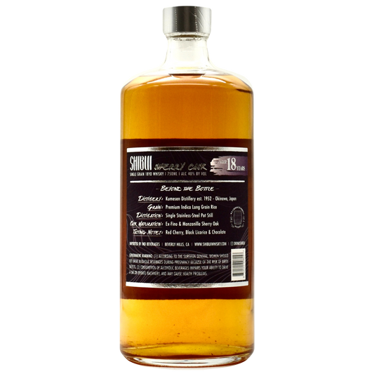 Shibui Japanese Whisky Sherry Cask 18 Year back bottle