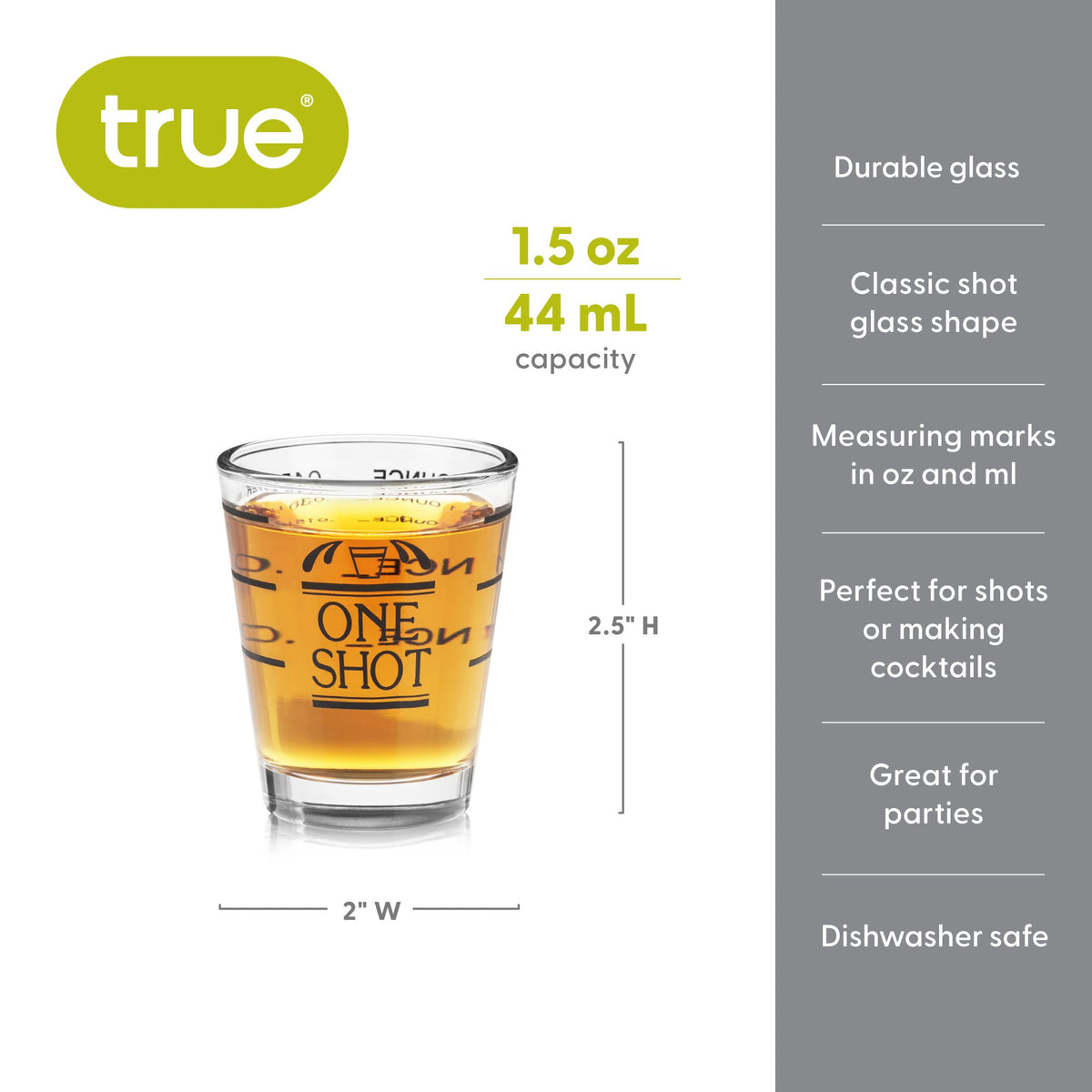 Bullseye 1.5 oz Measured Shot Glass