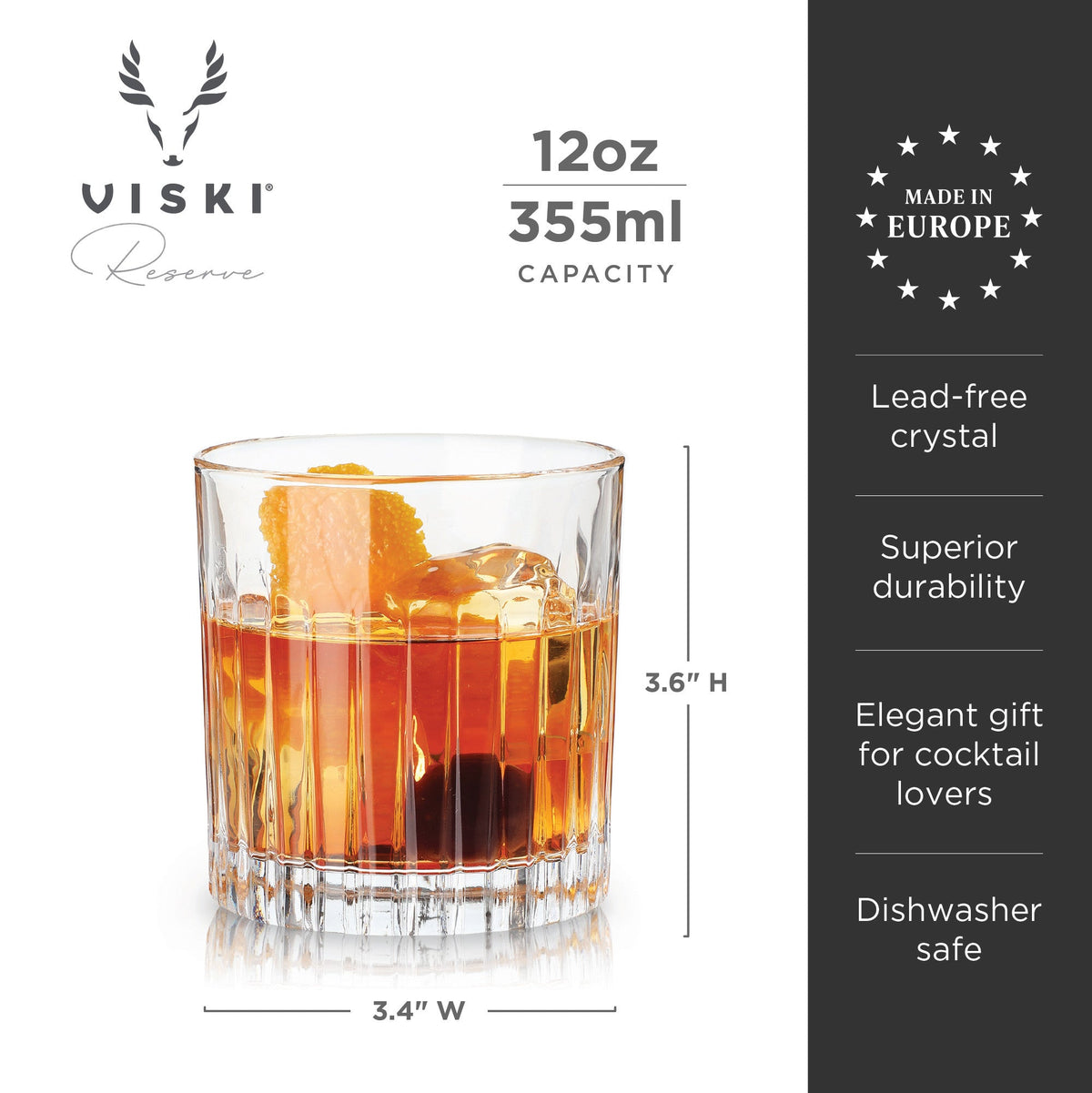Reserve Milo Crystal Rocks Glasses, Set of 4