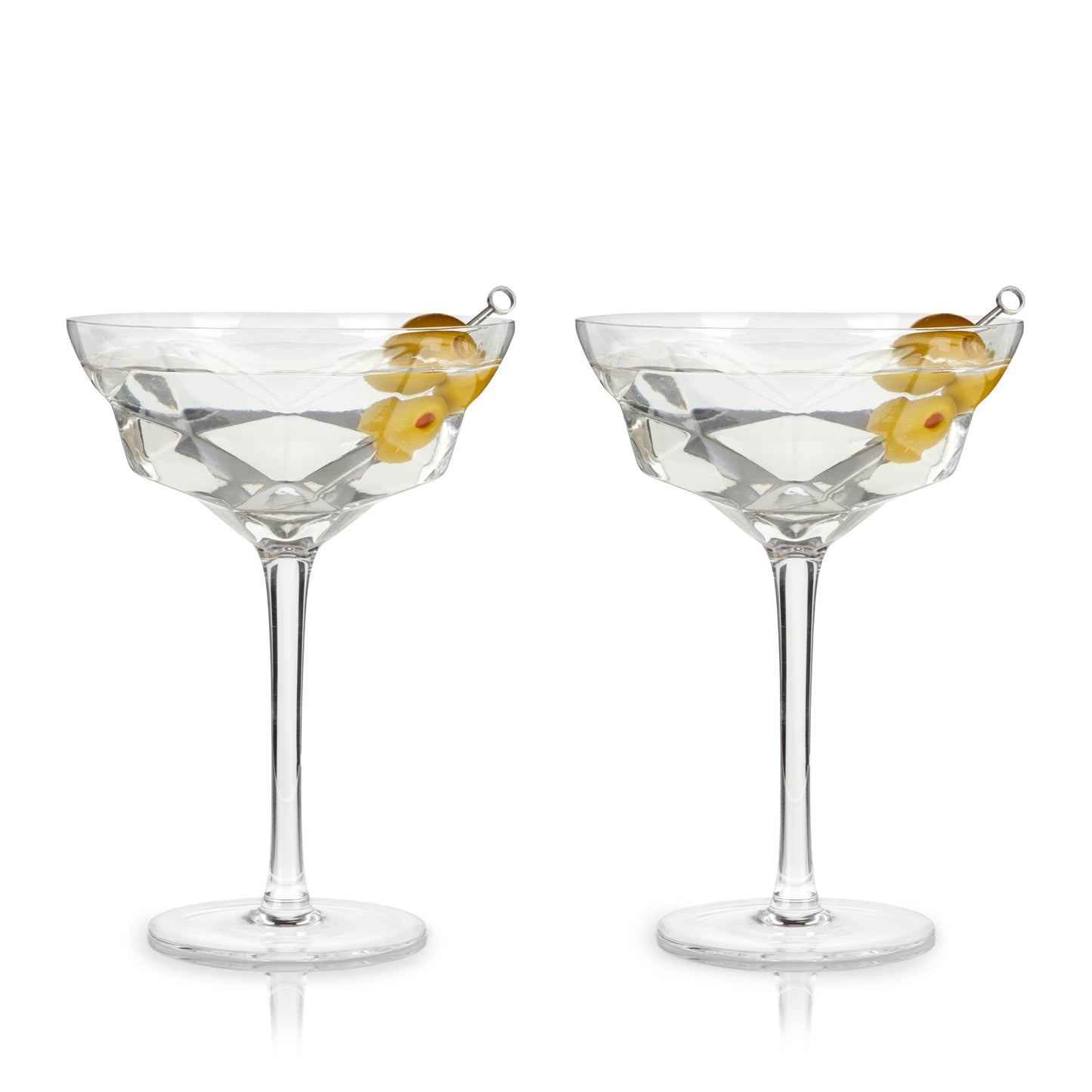 Seneca Crystal Faceted Martini Glasses, Set of 2