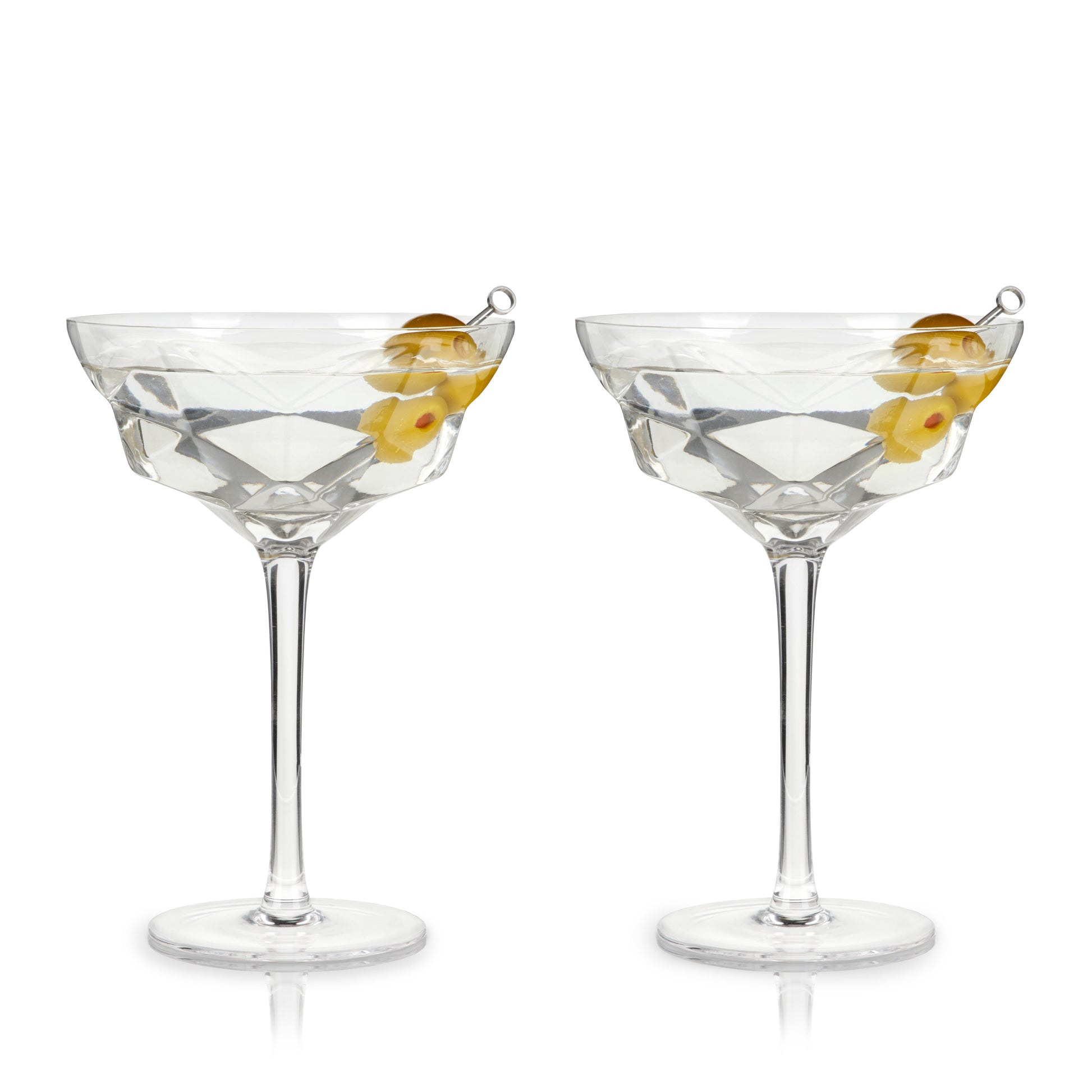 Seneca Crystal Faceted Martini Glasses, Set of 2