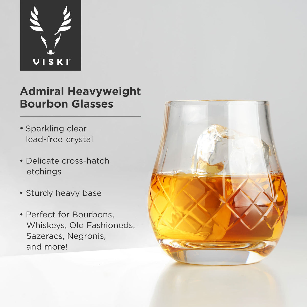 Admiral Crystal Heavyweight Bourbon Glasses, Set of 2