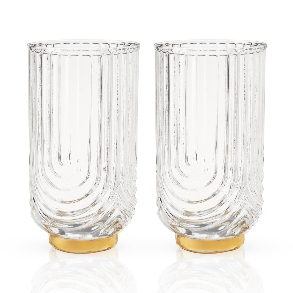 Deco Gatsby Highball Glasses, Set of 2