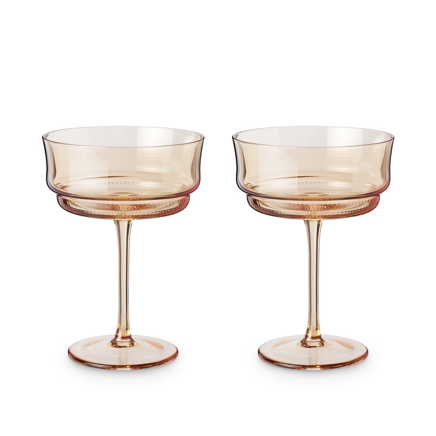 Tulip Coupe Glasses in Amber, Set of 2