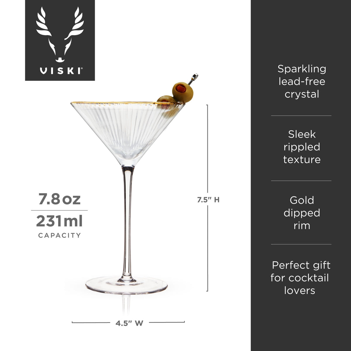 Meridian Crystal Martini Glasses, Set of 2