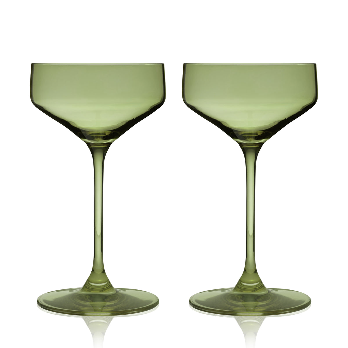 Reserve Nouveau Crystal Coupes in Sage, Set of 2
