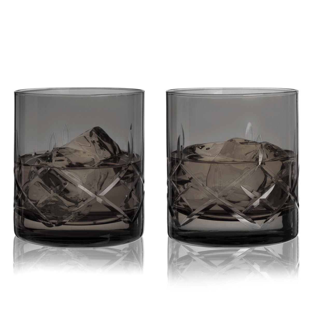 Admiral Crystal Rocks Glasses in Smoke, Set of 2