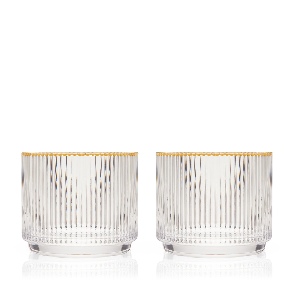 Meridian Crystal Gold Rimmed Lowball Tumblers, Set of 2