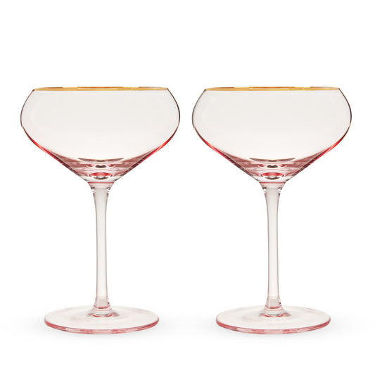 Rose Crystal Coupe Glasses, Set of 2