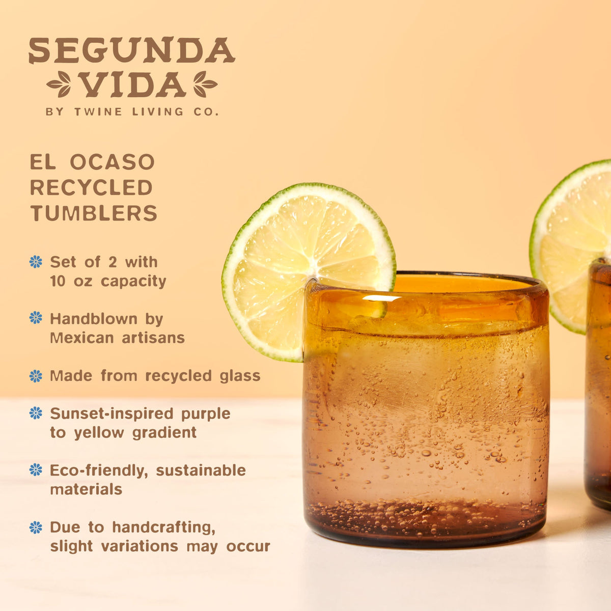 Segunda Vida El Ocaso Recycled Tumblers, Set of 2