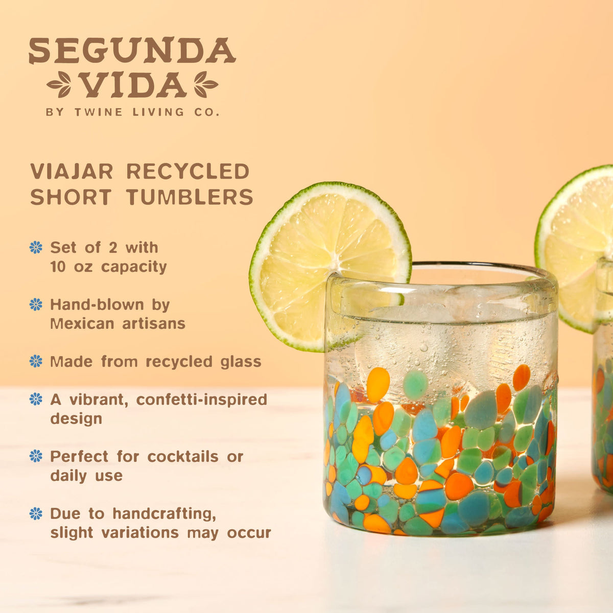 Segunda Vida Viajar Short Tumblers, Set of 2