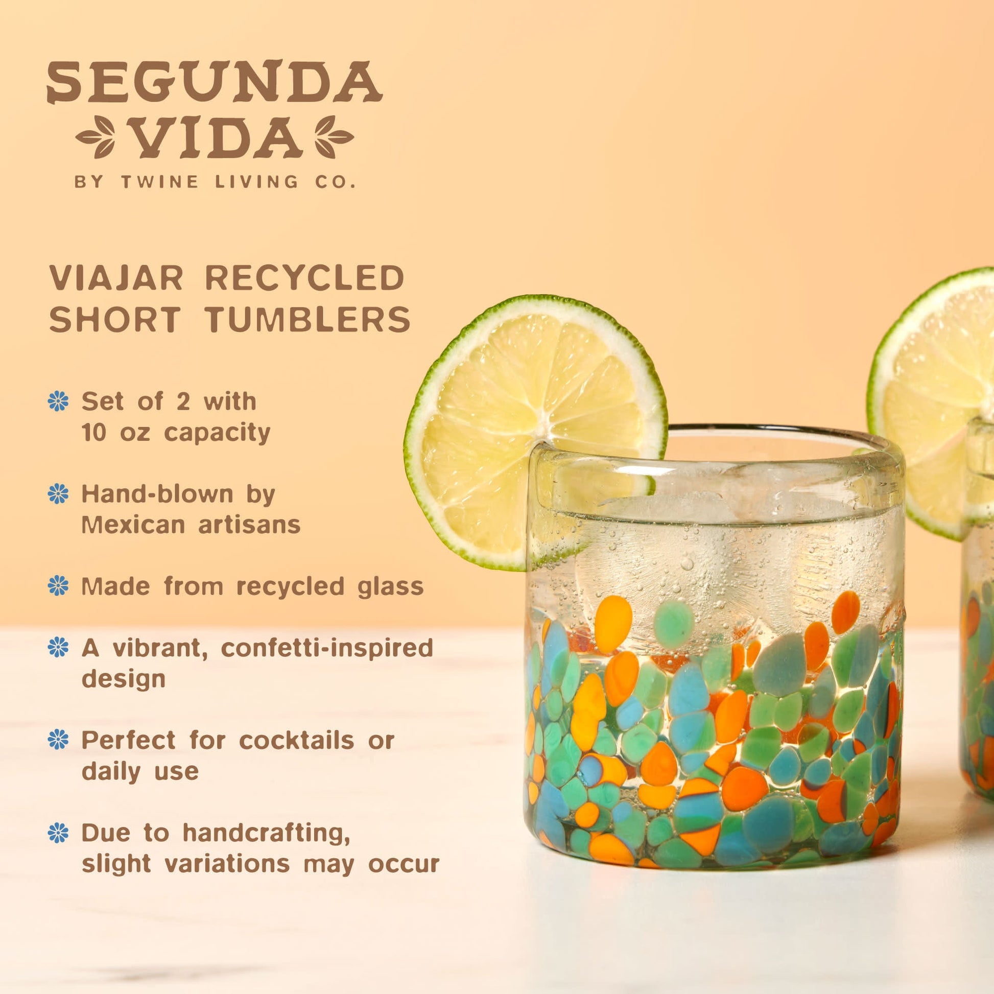 Segunda Vida Viajar Short Tumblers, Set of 2