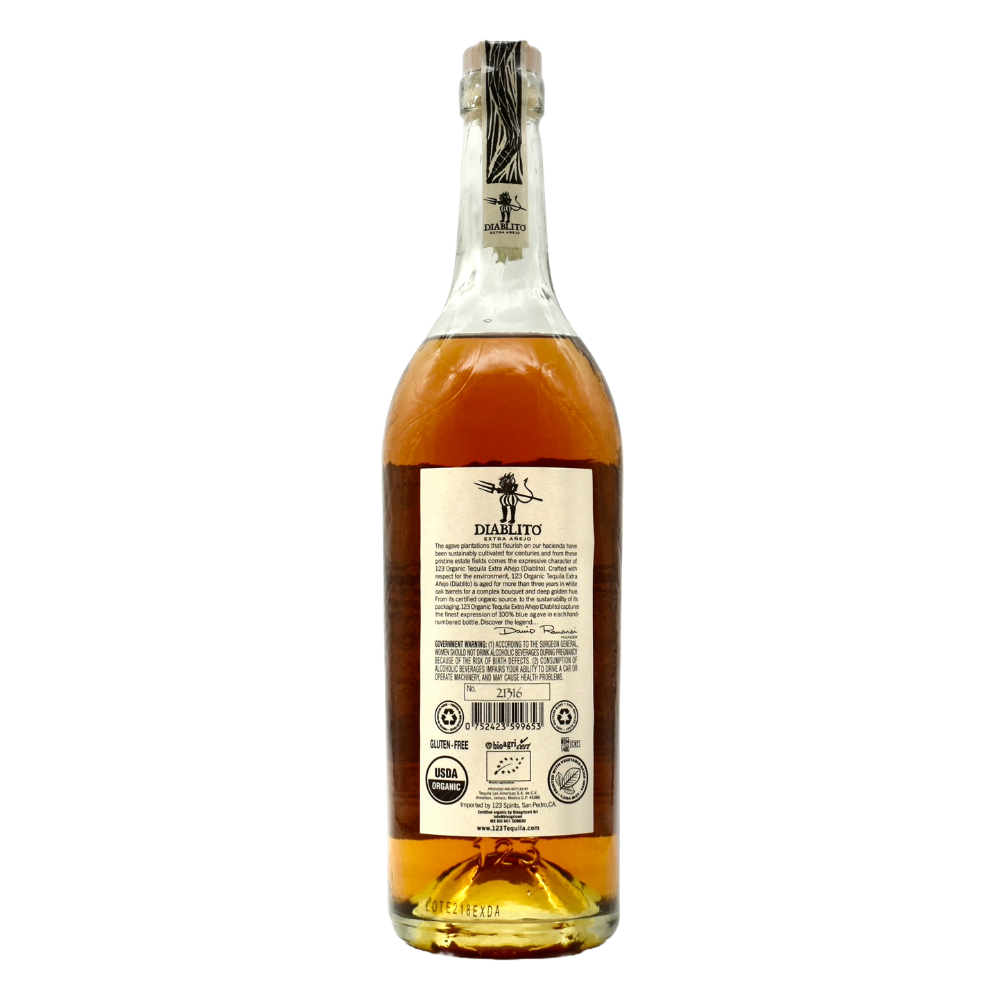 123 Tequila Extra Anejo Diablito 750ml