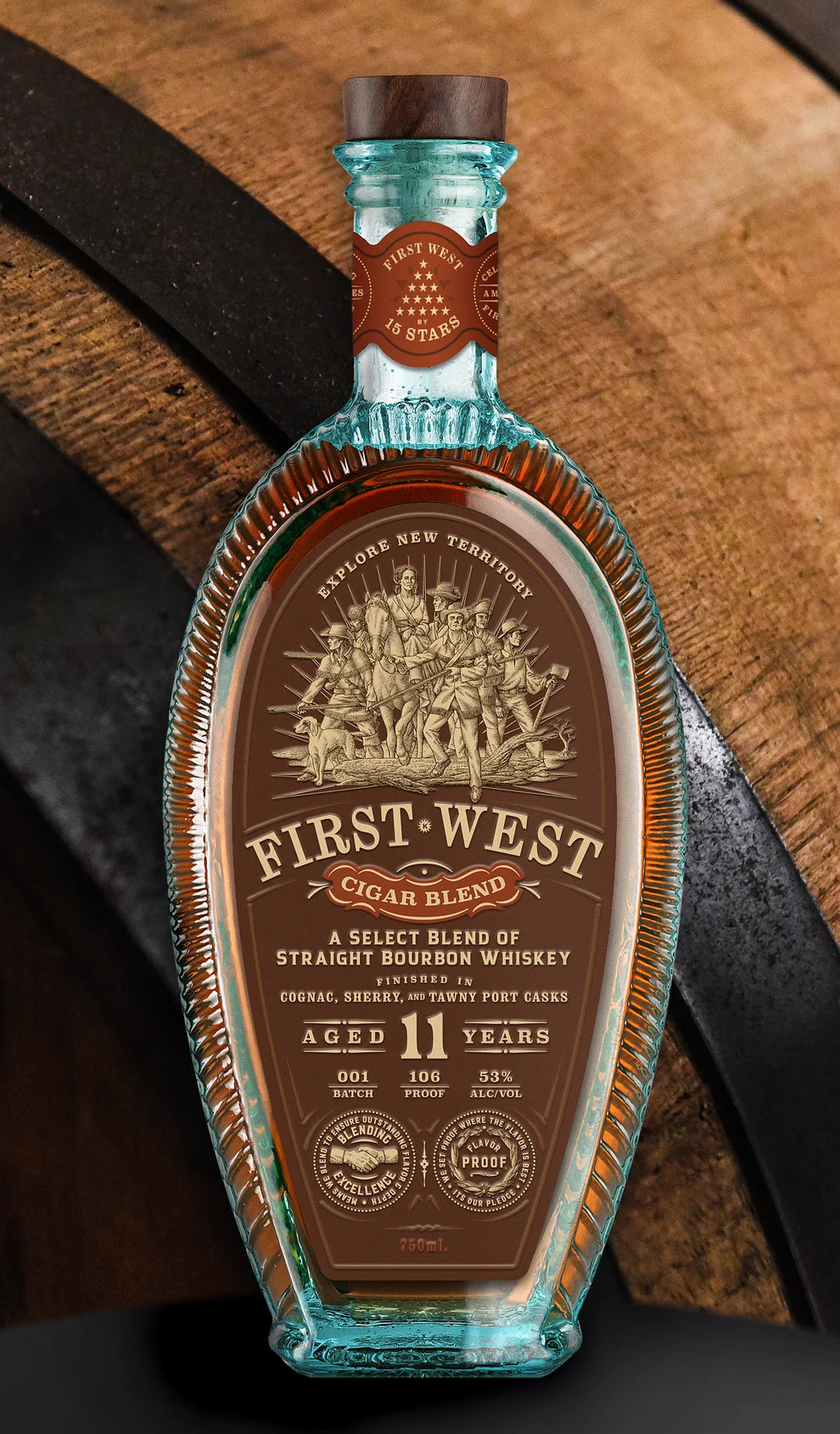15 Stars First West Cigar Blend Bourbon bottle