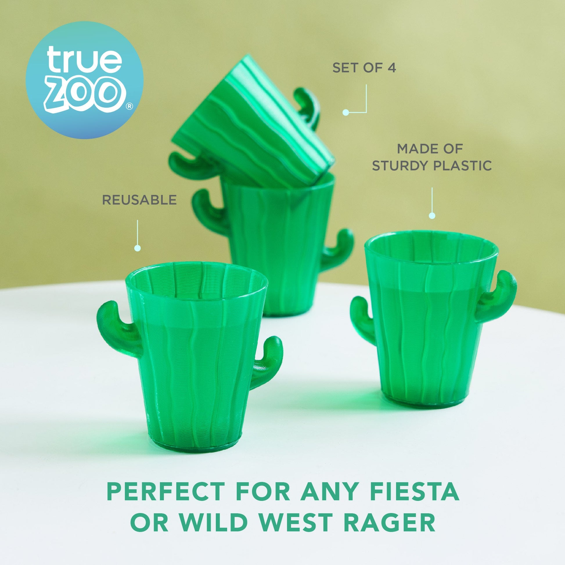 TrueZoo Cactus Shot Glasses, Set of 4