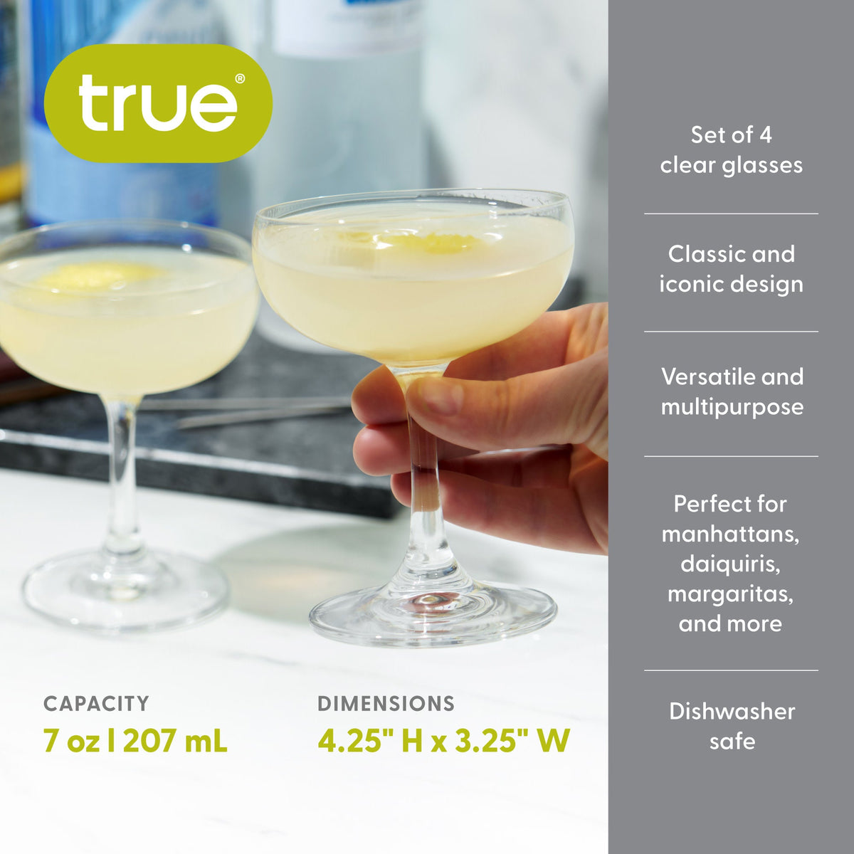 Coupe 7 oz Cocktail Glasses, Set of 4