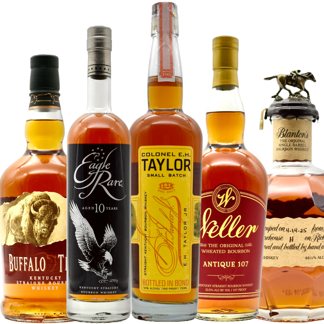 Blanton's, E.H. Taylor Small Batch, Eagle Rare 10 Year, Buffalo Trace & Weller Antique 107 Bourbon Bundle (5 x 750 mL)