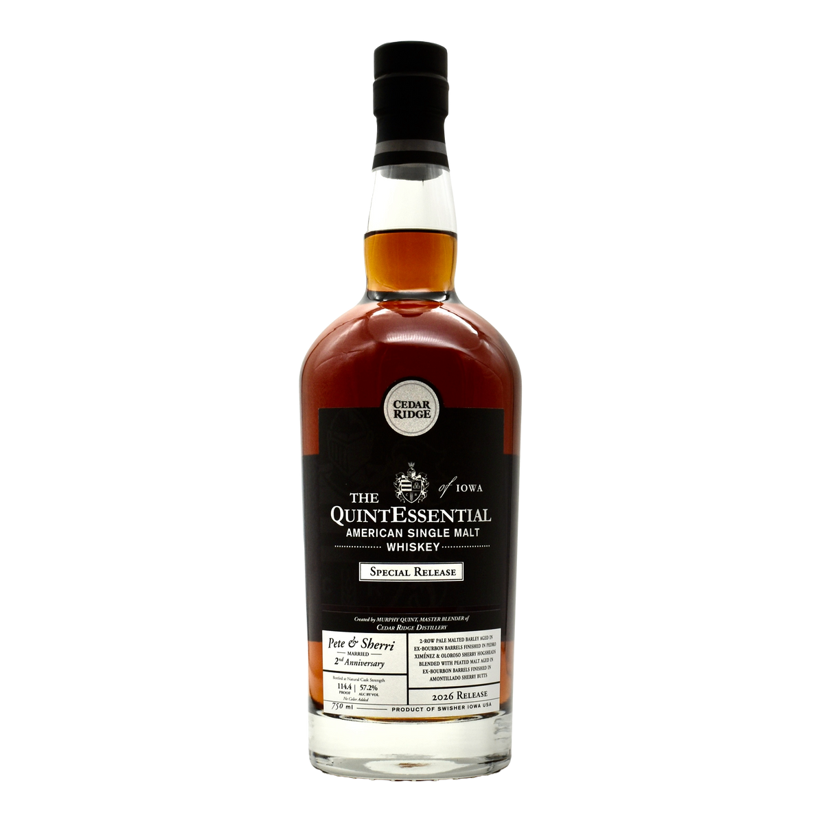 Cedar Ridge American Single Malt The QuintEssential Special Release - Pete and Sherri 2nd Anniversary