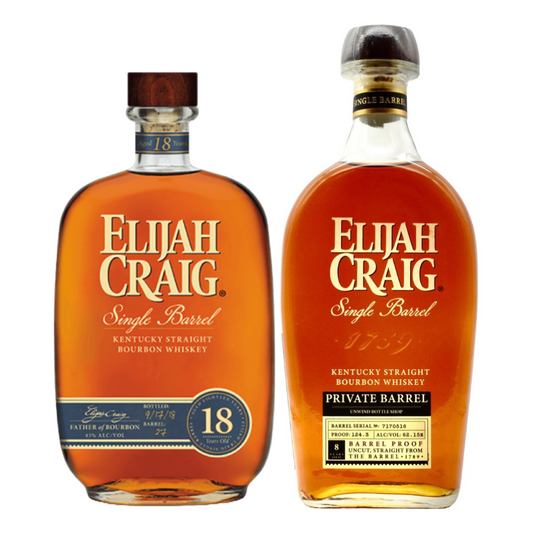 Elijah Craig 18 Year Bourbon & Elijah Craig Barrel Proof Store Pick (2x750ml) [Limited Combo]