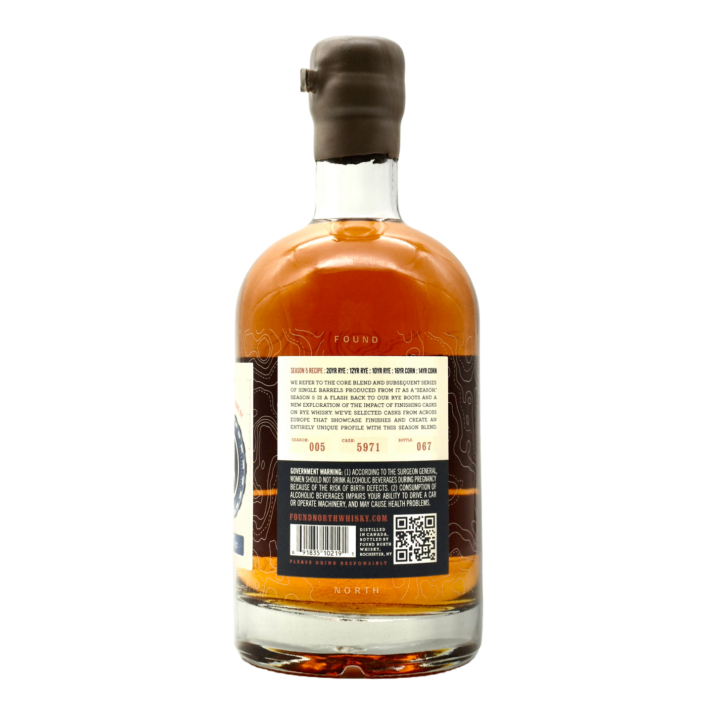 Found North Cask Strength 10 Year Rye Whisky Single Barrel Season 5 750ml - Selected by Unwind