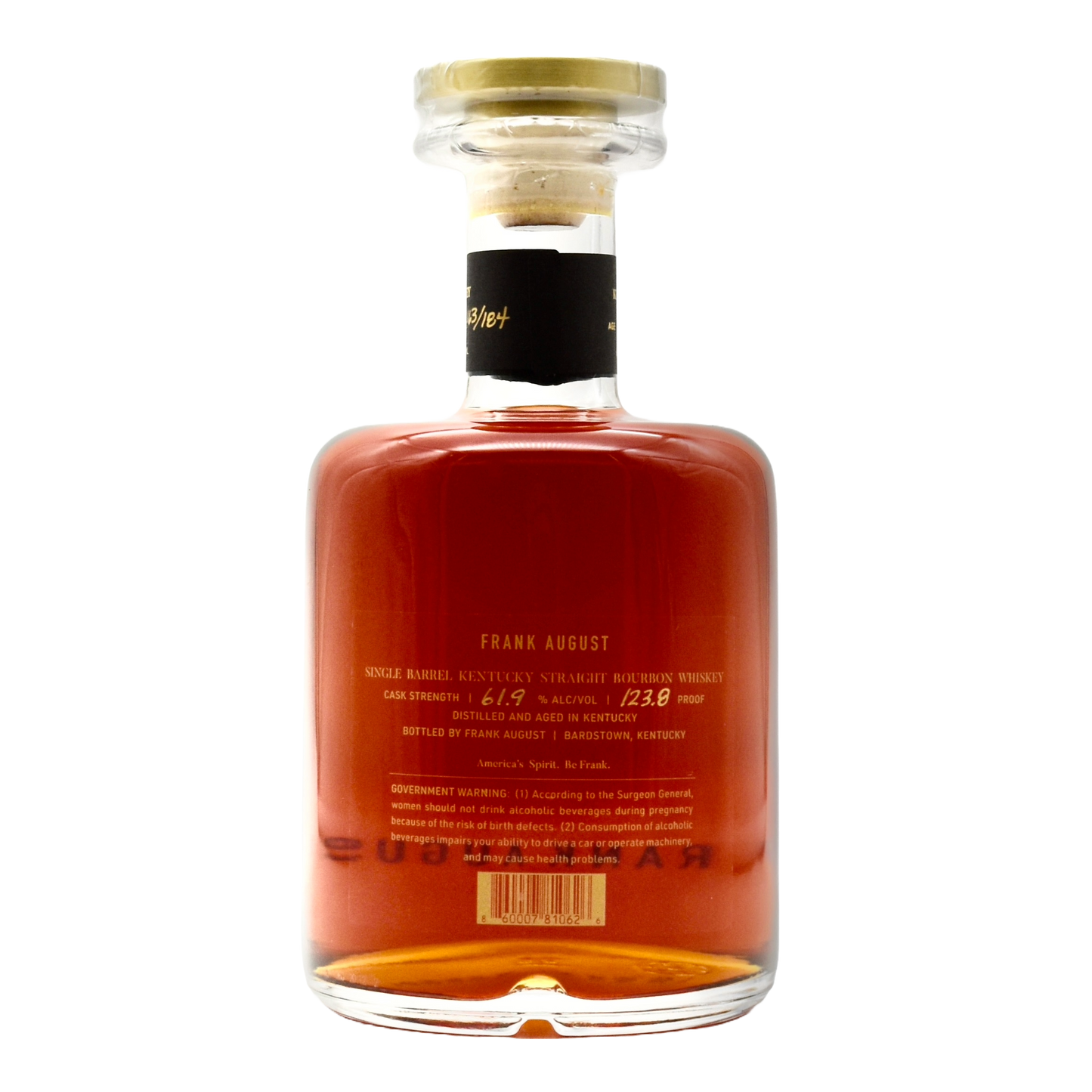 Frank August Bourbon 7 Year Single Barrel 750ml