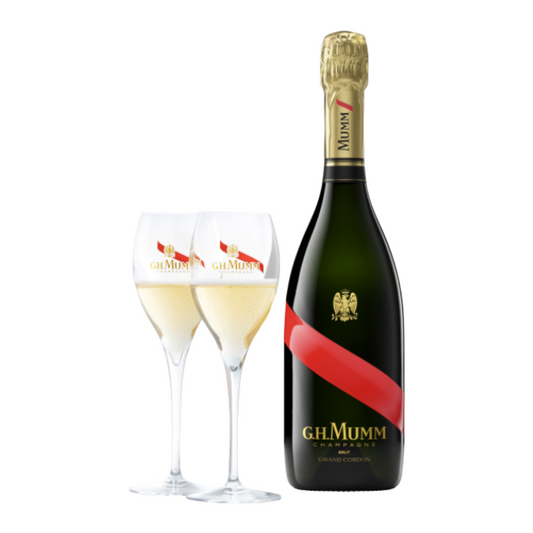 GH Mumm Grand Cordon Brut Champagne 750ml w/ Flutes