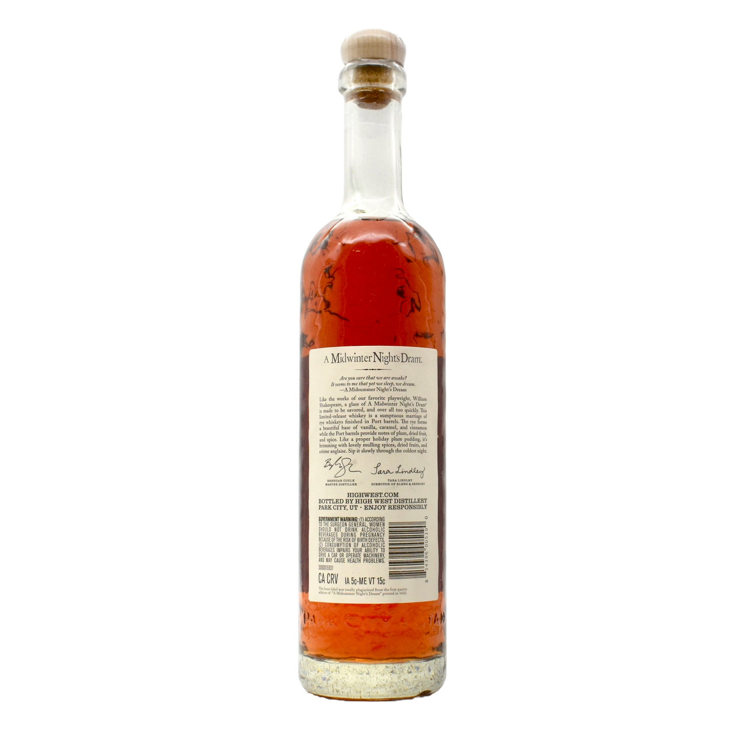 High West Midwinter Night's Dram Rye Whiskey Act 12 Scene 7 750ml