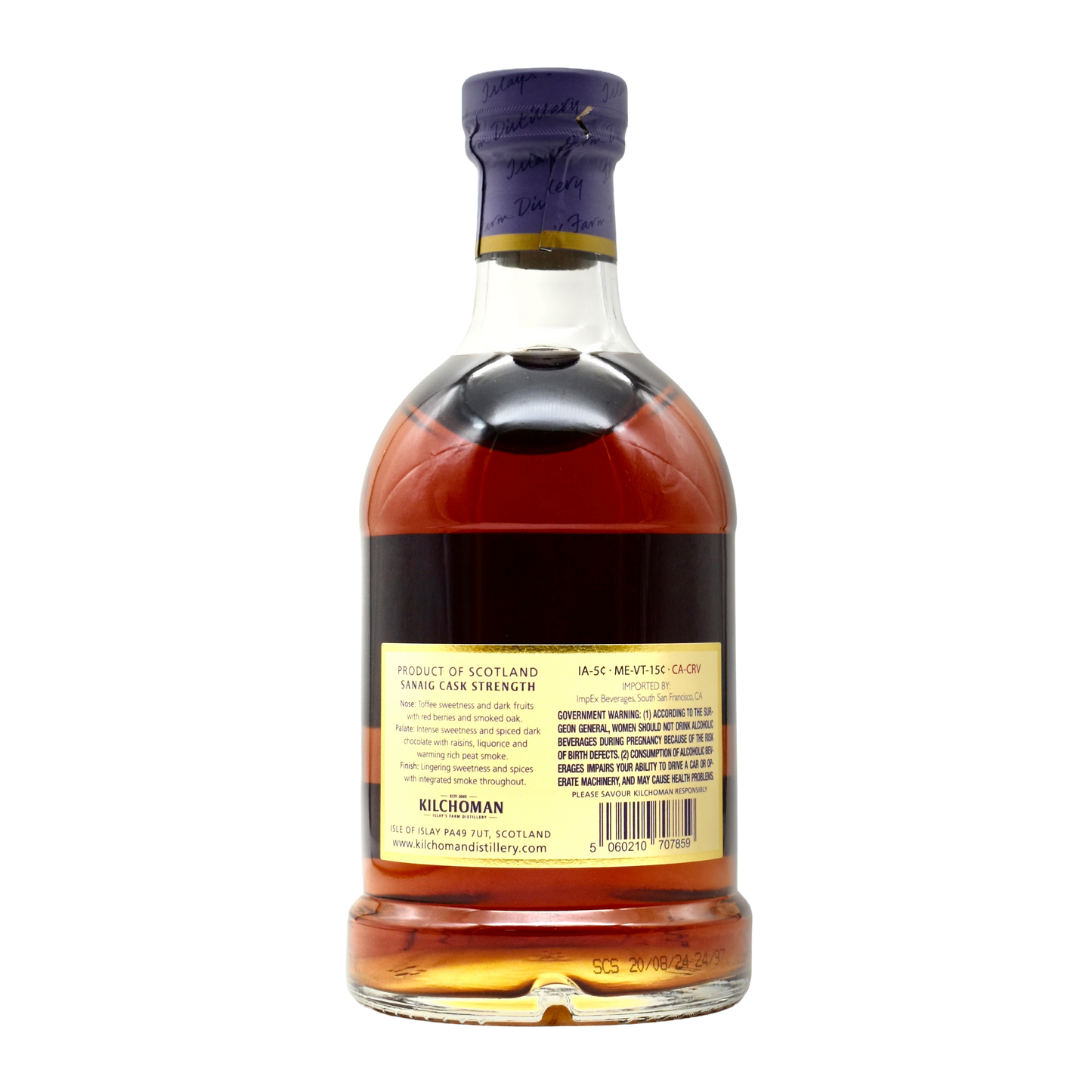 Kilchoman Scotch Whiskey Sanaig Cask Strength 700ml