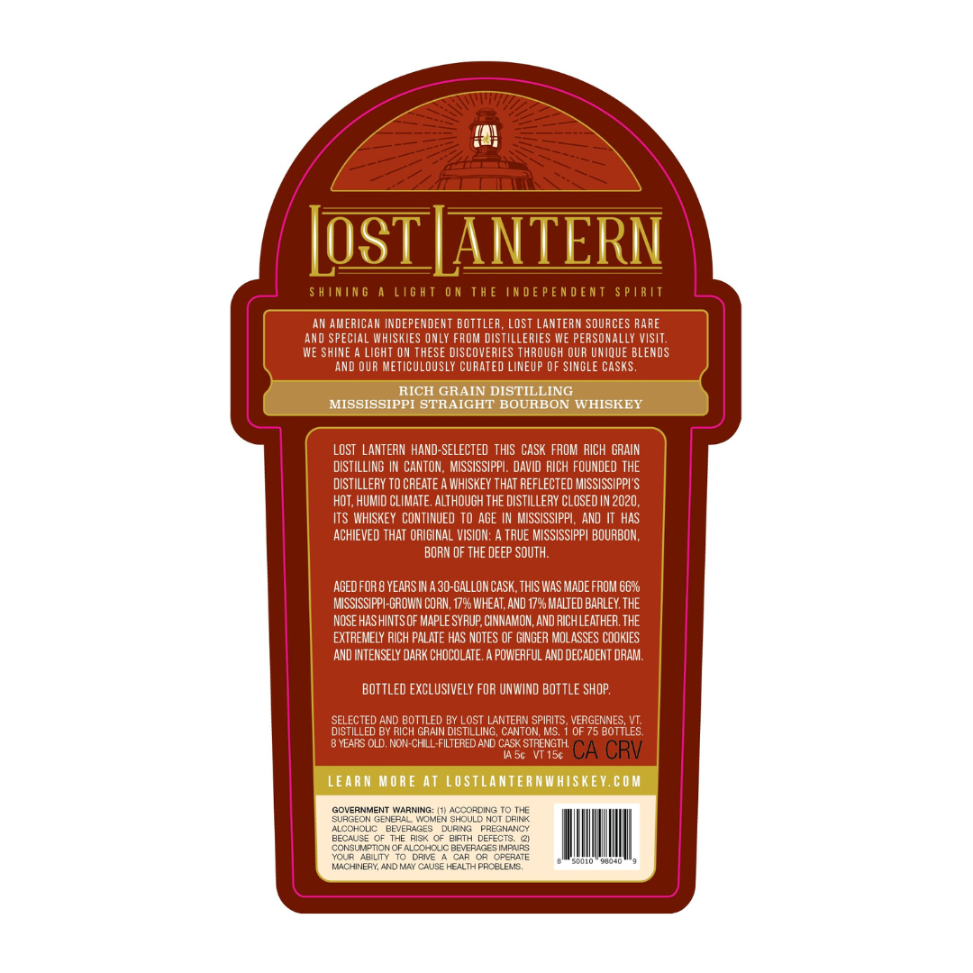 [PRE-ORDER] Lost Lantern Bourbon Rich Grain Distilling 750ml (Hazmat: 146pf) [Unwind Store Pick]