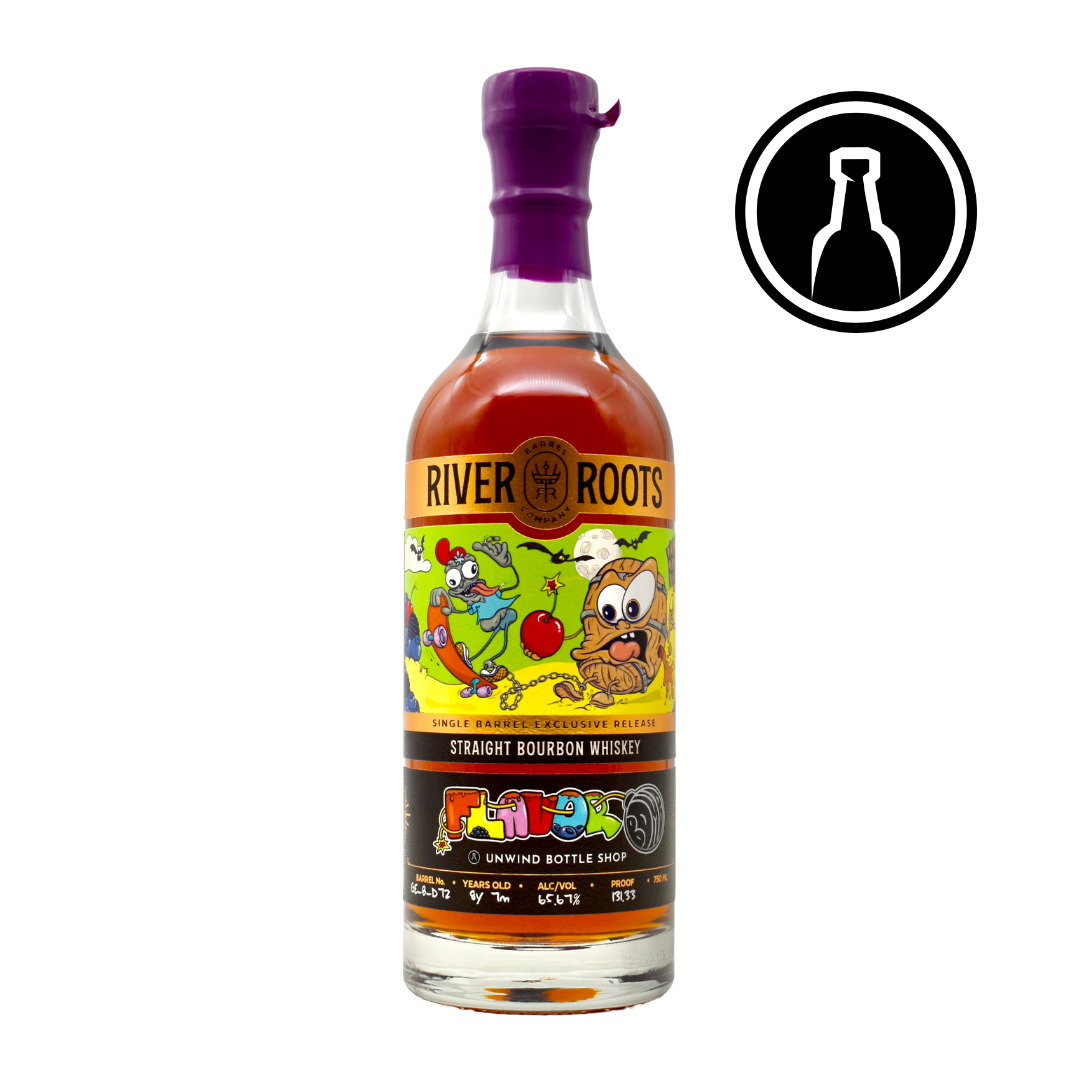River Roots Single Barrel Kentucky Bourbon 750ml: Original Artwork "Flavor Bomb 2" - Selected by Unwind
