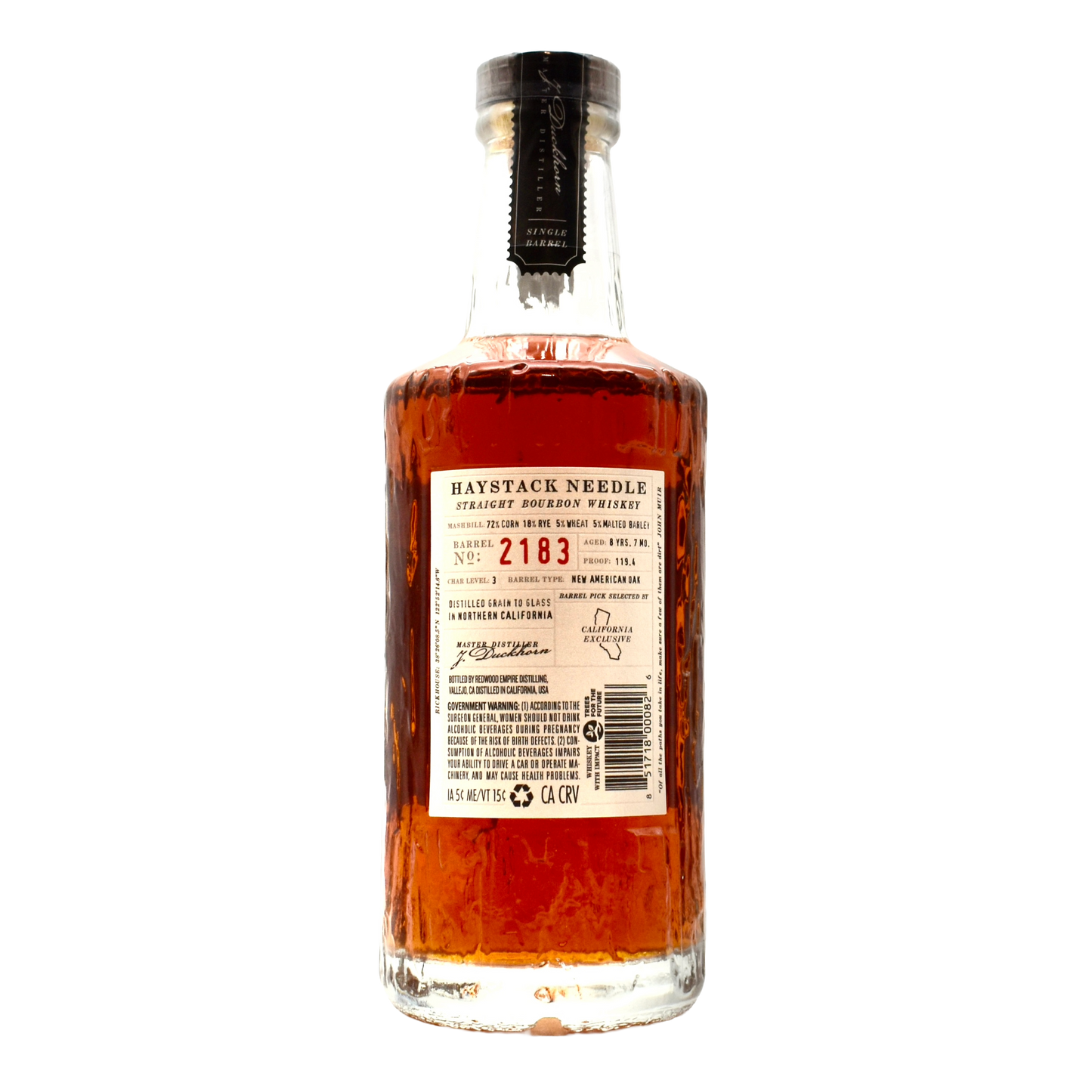 Redwood Empire Haystack Needle Bourbon 750ml (Barrel 2183)