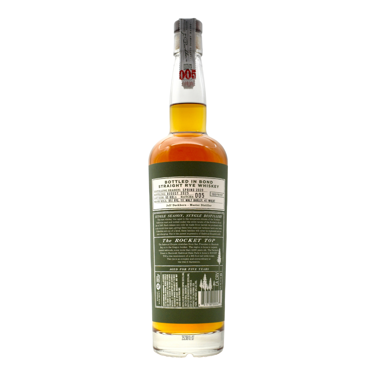 Red Top Rye Redwood Empire Rocket Top Rye Batch 5 750ml | Bottled-in-Bond ...