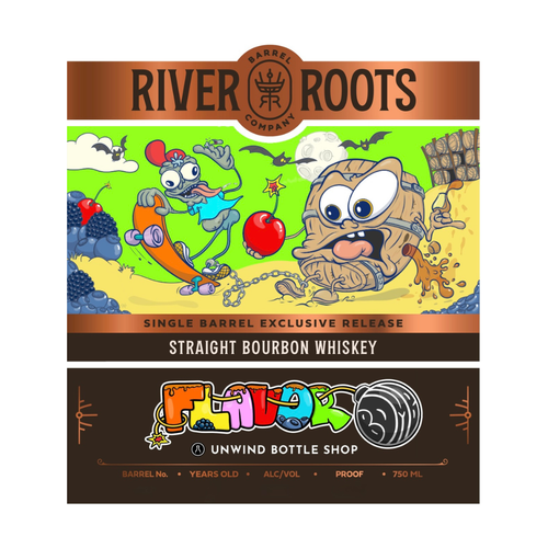 River Roots Single Barrel Kentucky Bourbon 750ml: Original Artwork "Flavor Bomb 2" - Selected by Unwind