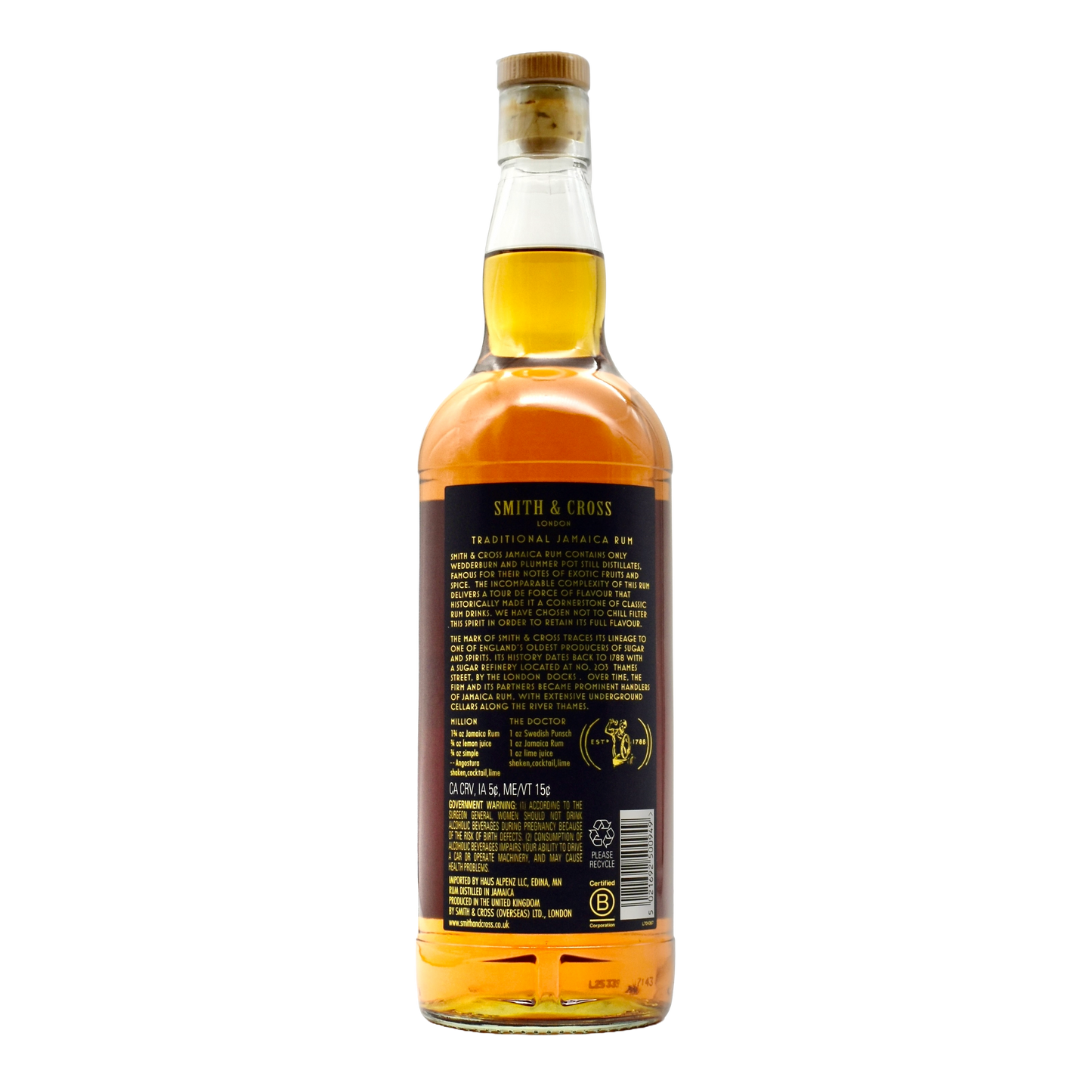 Smith & Cross Traditional Jamaican Rum 750ml
