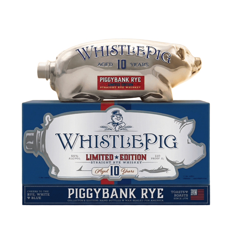 WhistlePig Straight Rye Whiskey Red White Blue Piggybank Limited Edition 10 Year