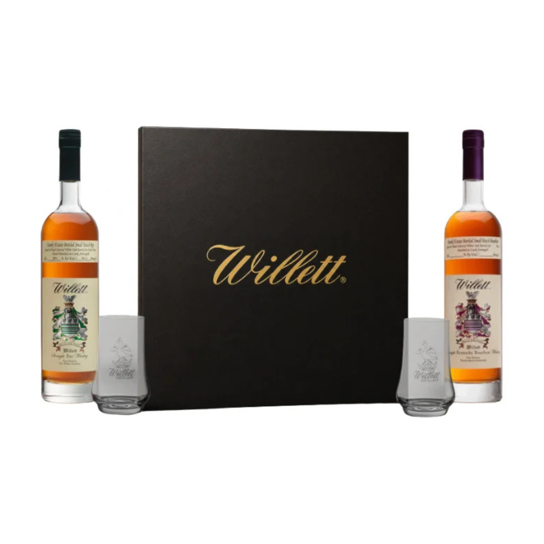 Willett Family Estate Bourbon & Rye 2-Bottle Gift Set 750mL w/ 2 Willett Glasses