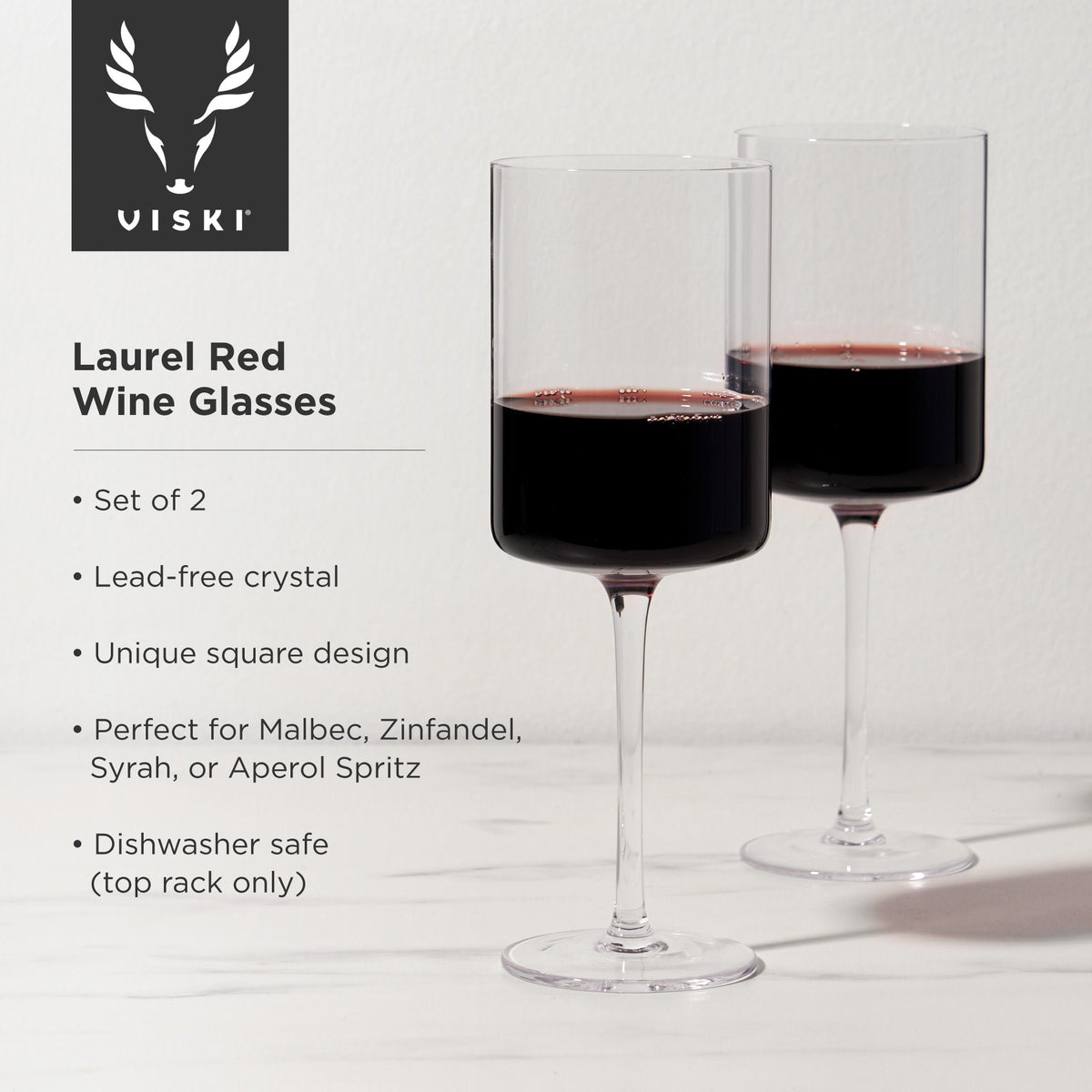 Laurel Crystal Red Wine Glasses, Set of 2