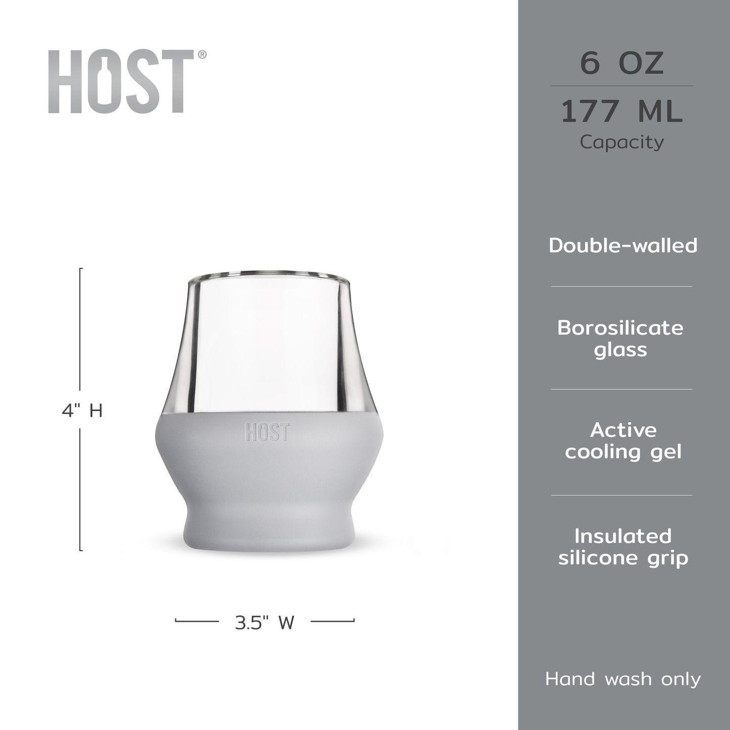 Glass FREEZE Sipping Cooling Cup in Gray, Set of 2
