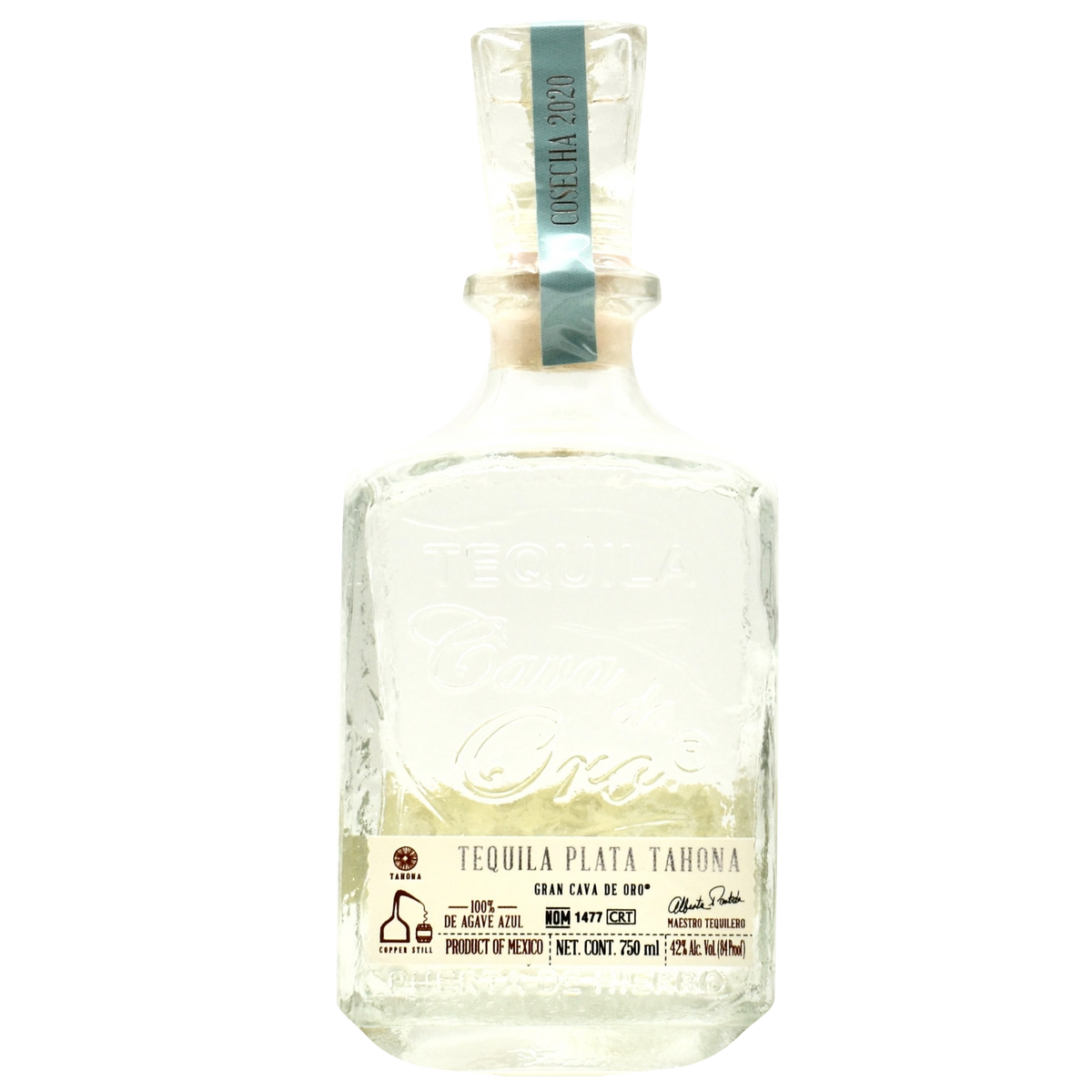 Cava De Oro Tequila Tahona Plata front bottle